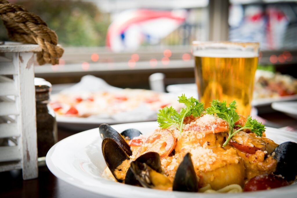 Oyster dish and beer